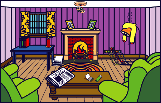 Hazard House - there are 8 hazards in this room.  Can you find all of them?
