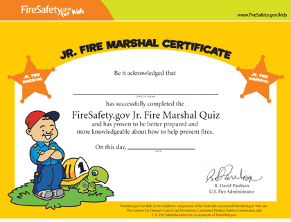 Jr. Fire Marshal Certificate